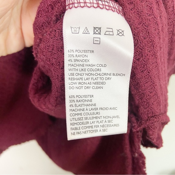 Out From Under Burgundy Oversized Thermal Waffle Knit Long Sleeve - Picture 5 of 6